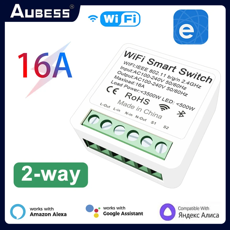 Ewelink 2Way Control Smart Switch Wifi 16A Mini Switch Module Controllo Vocale Interruttore Wireless Funziona Con Alexa Google Home Scarn