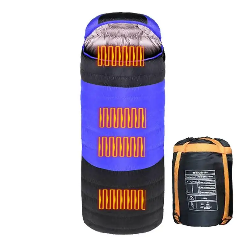 

4 Zones Heated Sleeping Bag USB Powered Heating Pad Camping Warm Sleeping Bag with 3-Level Temperature for Hiking Camping