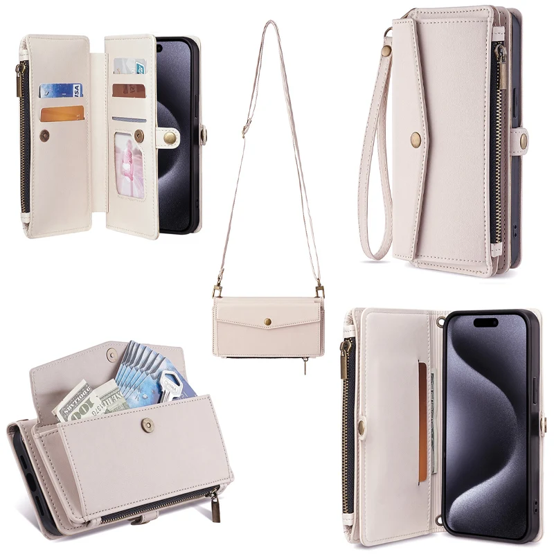 Elegant Wallet Card Flip Plain PU Leather Case – Universal Fit