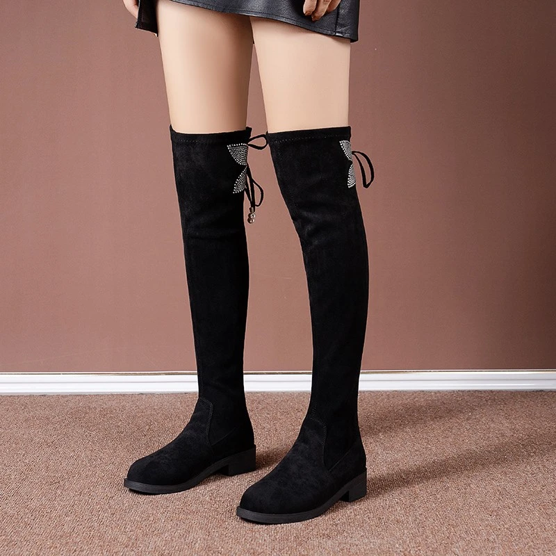 Ladies Elastic Boots INS Hot and Sexy Slim Fit Cashmere Over The Knee Boots Women's Shoes Autumn and Winter New Thigh High Boots