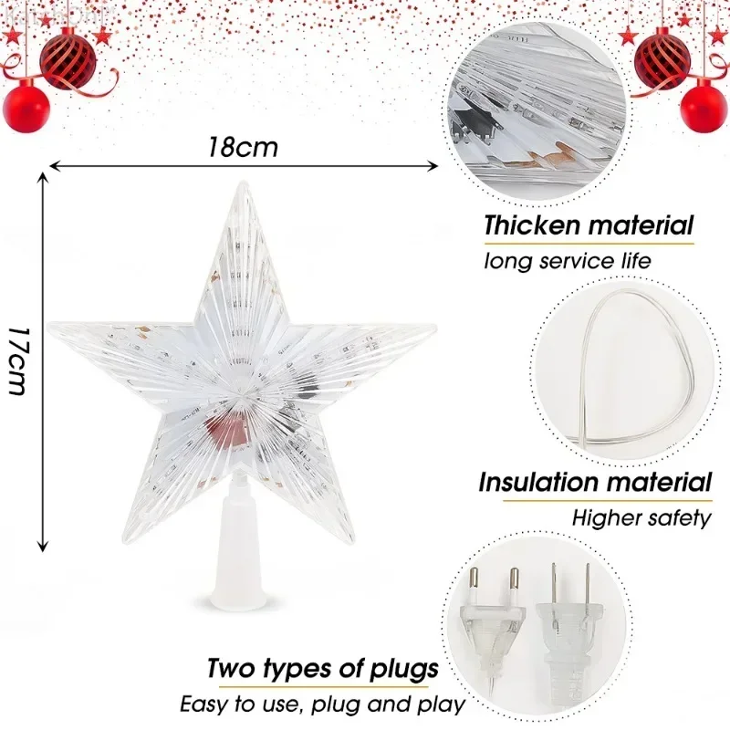 Christmas Star Tree Topper Lights LED Glowing Star Lamp Sparkling Night Light Xmas Tree Top Ornaments New Year Home Party Decor christmas tree decoration christmas star decoration christmas lamp decoration