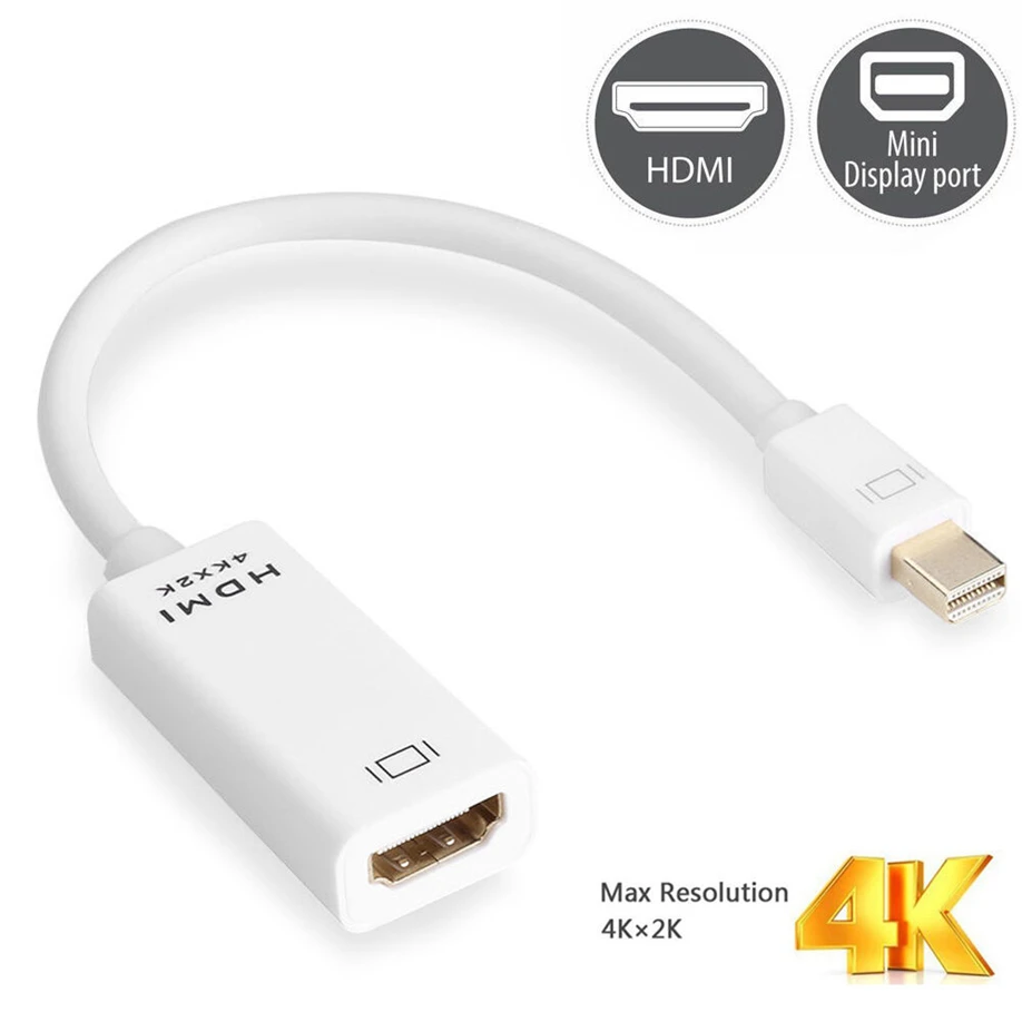 미니 디스플레이 포트 DP 수-HDMI 암 컨버터 어댑터 케이블 50 개, 에어 프로 맥 맥북 노트북용