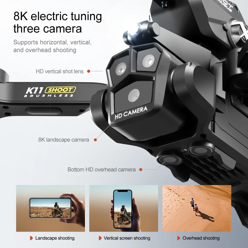 K11 맥스 드론 물 폭탄, GPS 리턴 브러시리스 모터, 4K HD 3 카메라, 360 ° 레이저 장애물 회피 RC 쿼드콥터 드론 장난감