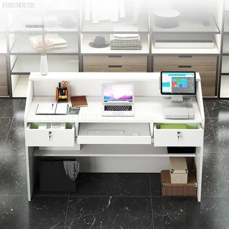 Reception Desks Bar Counter Commercial Clothing Store Cashier Modern Office Furniture Simple Desk Barber Shop Reception Desk Z