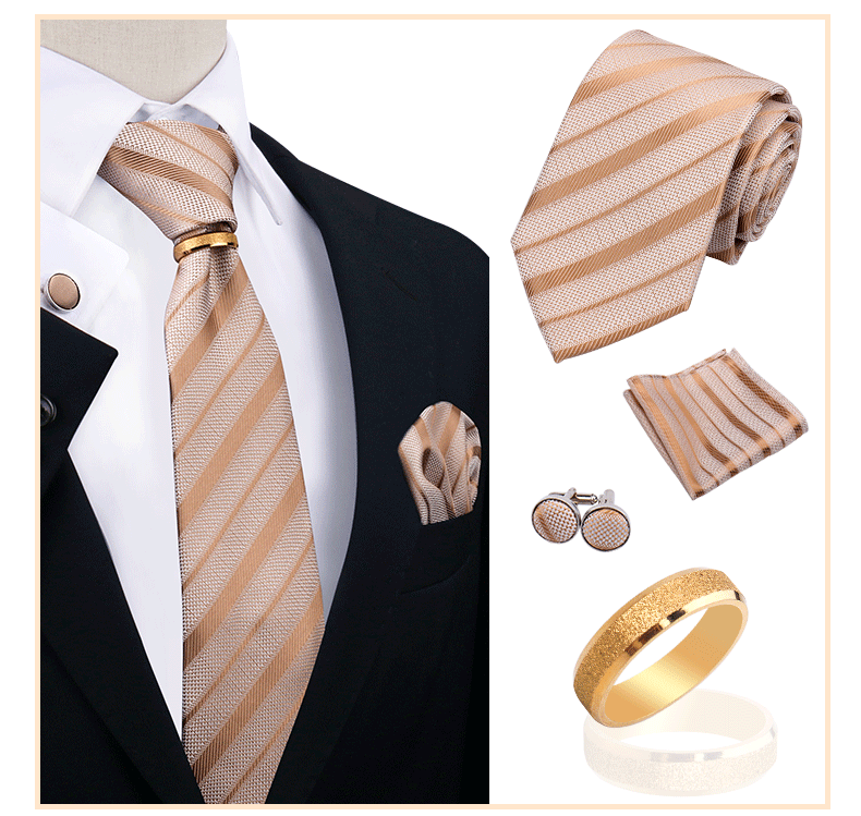 Männer Krawatten mit Ring Brosche Pin Set Marke Designer Paisley Plaid Krawatte Taschentuch Manschettenknöpfe Hochzeit Party Geschenk Männer Zubehör – Detail 34