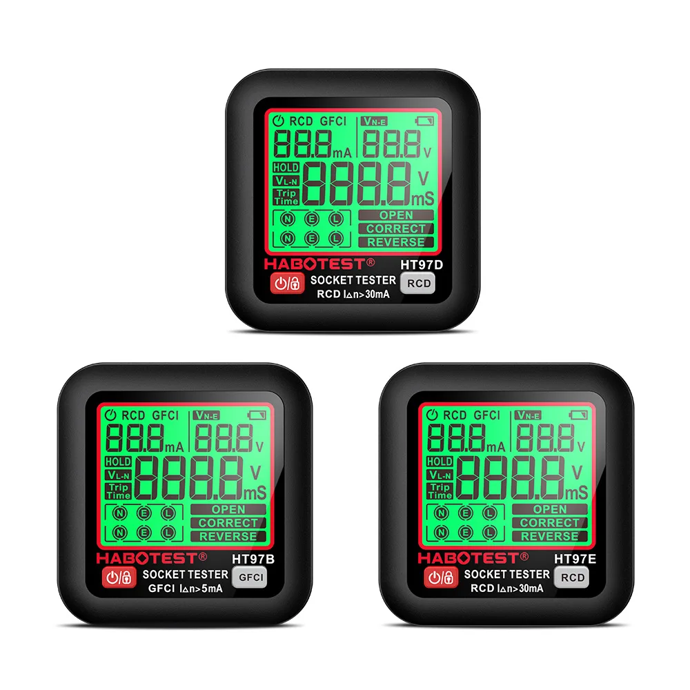 Digital Socket Tester US EU UK Voltage Test Socket Detector Smart Detector with HD Backlit Screen Leakage Protection Detection 5