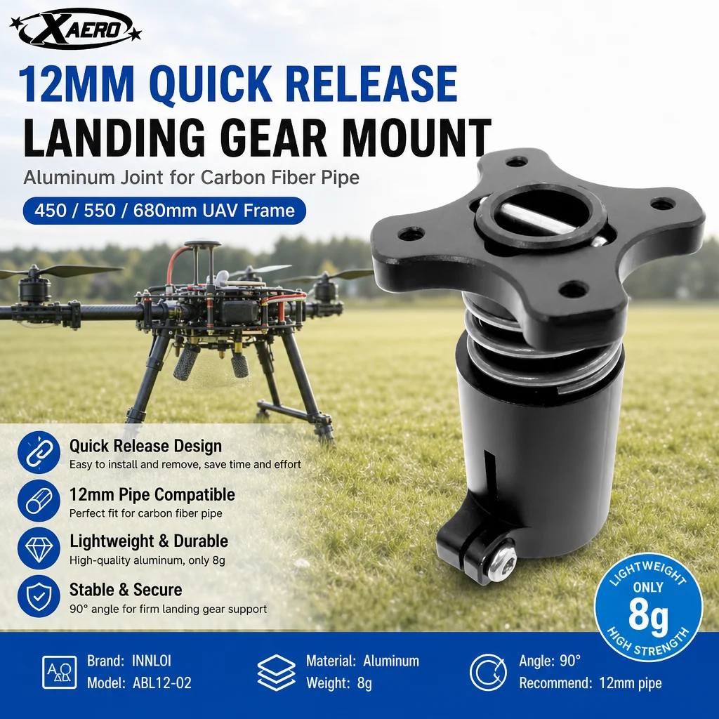 XAERO 12mm Schnellverschluss-Landegestellhalterung aus Aluminium für Carbonfaserrohr 450 550 680mm Rahmen UAV