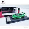 **Ready Stock**SR 1:64 STAR RACE Porche 911 GT3 Tyrannosaurus Green/Pink paint alloy car model set,Safe packaging 2