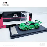 **Ready Stock**SR 1:64 STAR RACE Porche 911 GT3 Tyrannosaurus Green/Pink paint alloy car model set,Safe packaging 2