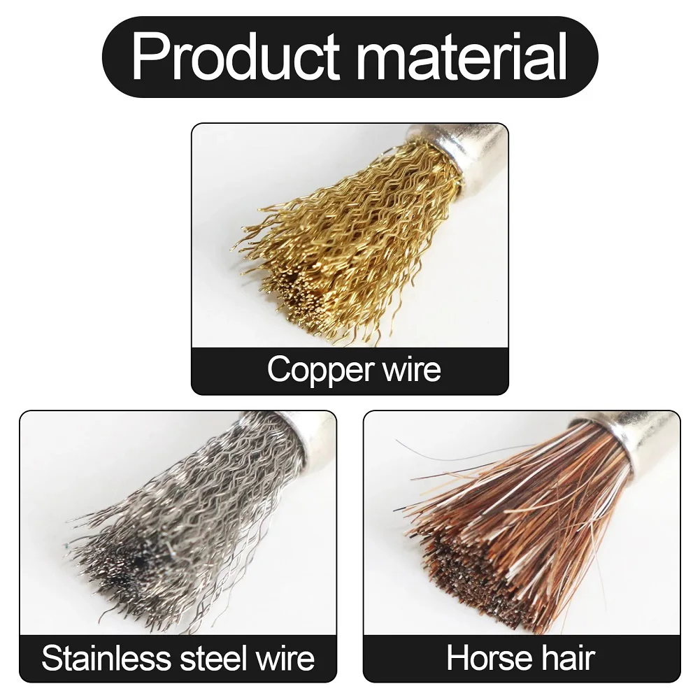 Pen Wire Brush 100mm With 3.0 Round Long Shank,Steel Cleaning End Brushes Rotary Tool Pen Wire Brush Rust Paint Removal 6