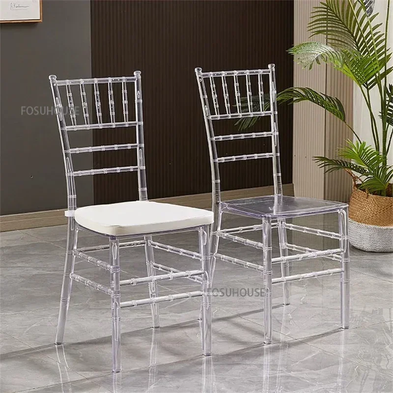 Nordic Acrylic Transparent Chair Banquet Clear Chair for Events Commercial Hotel Restaurant Chairs Outdoor Garden Wedding ChairN