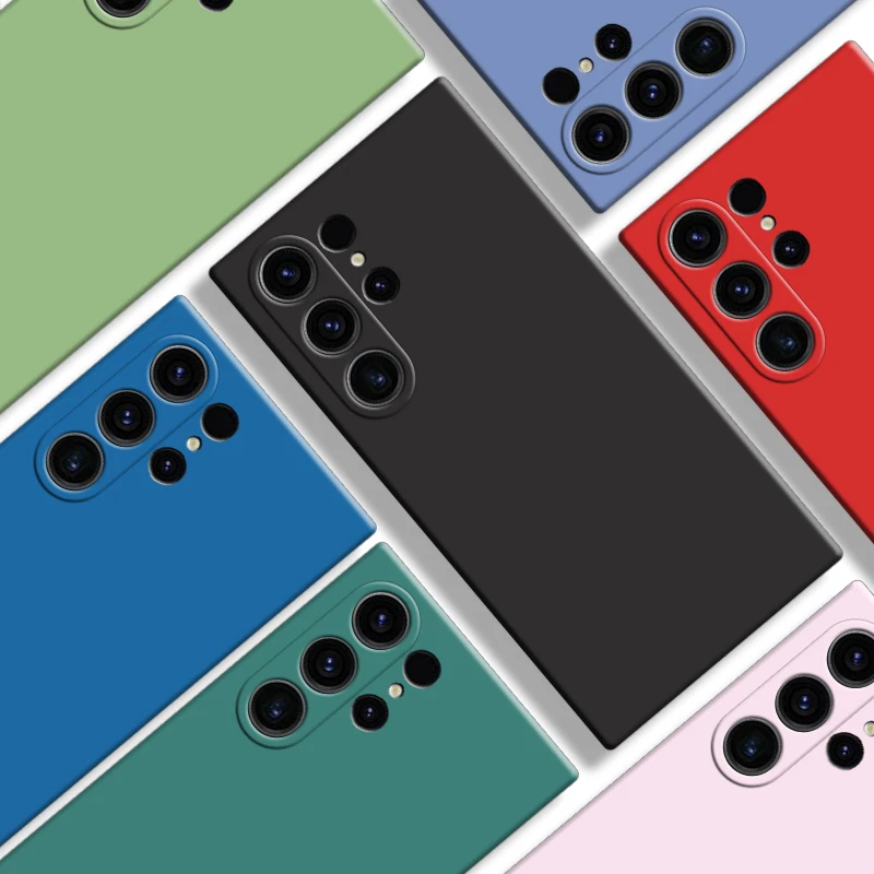

For Samsung Galaxy S24 Ultra 5G Case For Samsung S21 S22 S23 S24 Ultra Cover Original Liquid Silicone Rubber Shockproof Bumper