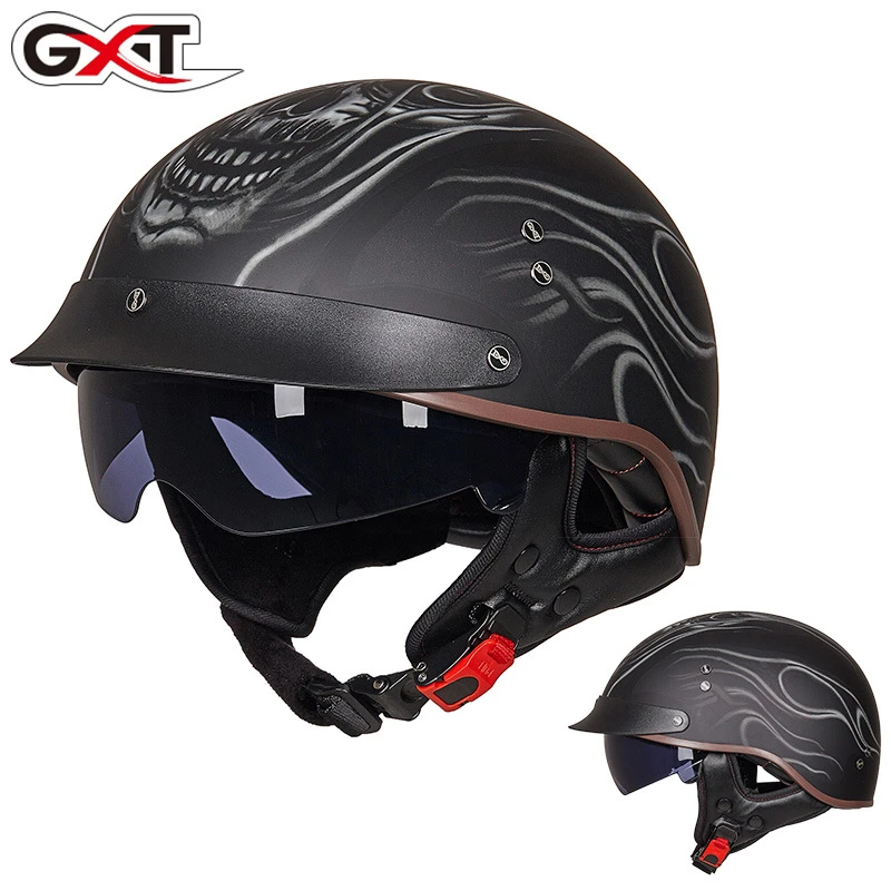 Casco de Retro GXT, protector de media cara Para Moto, Vintage, Racer, motociclista, 2022| | - AliExpress