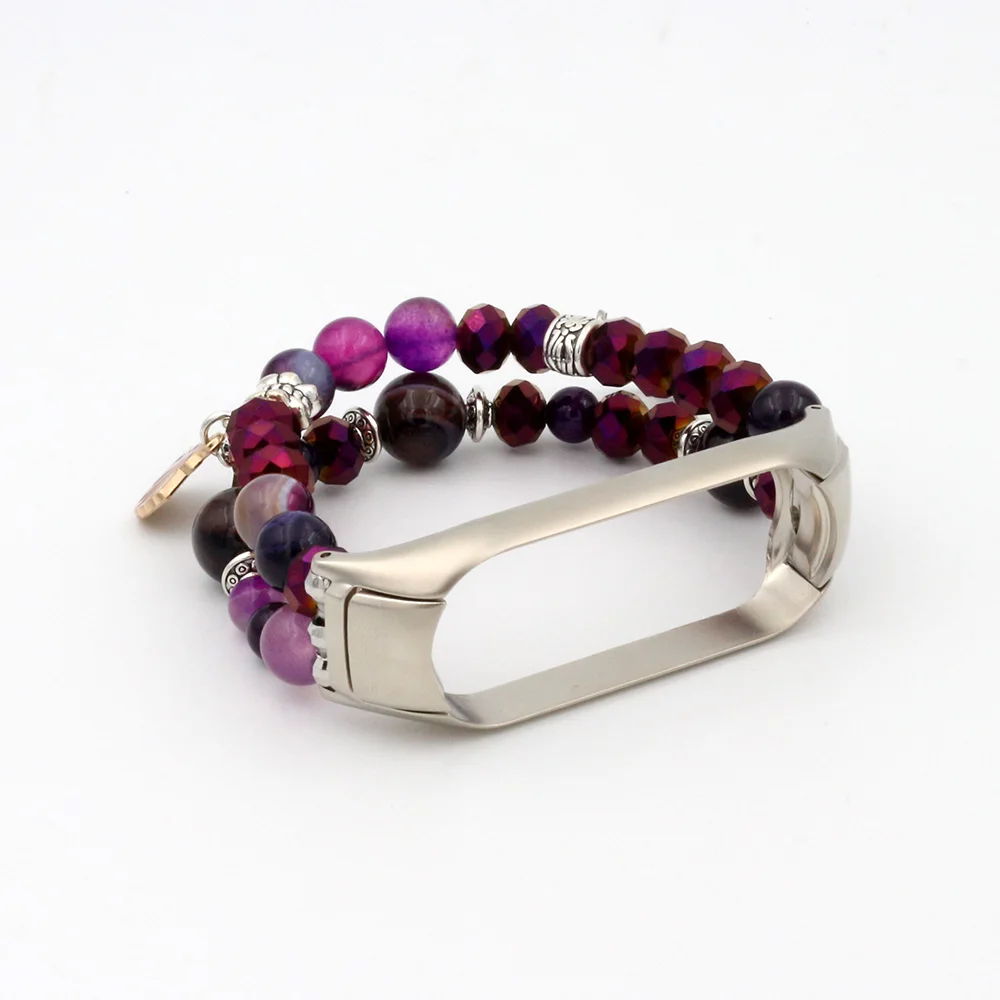 Purple Agate Beaded Wristband for Women - Dressy Jewelry Watch Strap Replacement