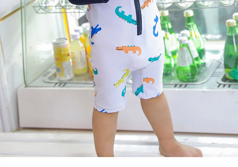 Description Picture 5 of itemQuick-Dry Baby Boys Swimwear Long Sleeve Hooded Bathing Suit Zipper One Piece Swimsuit Sun Protection Beachwear