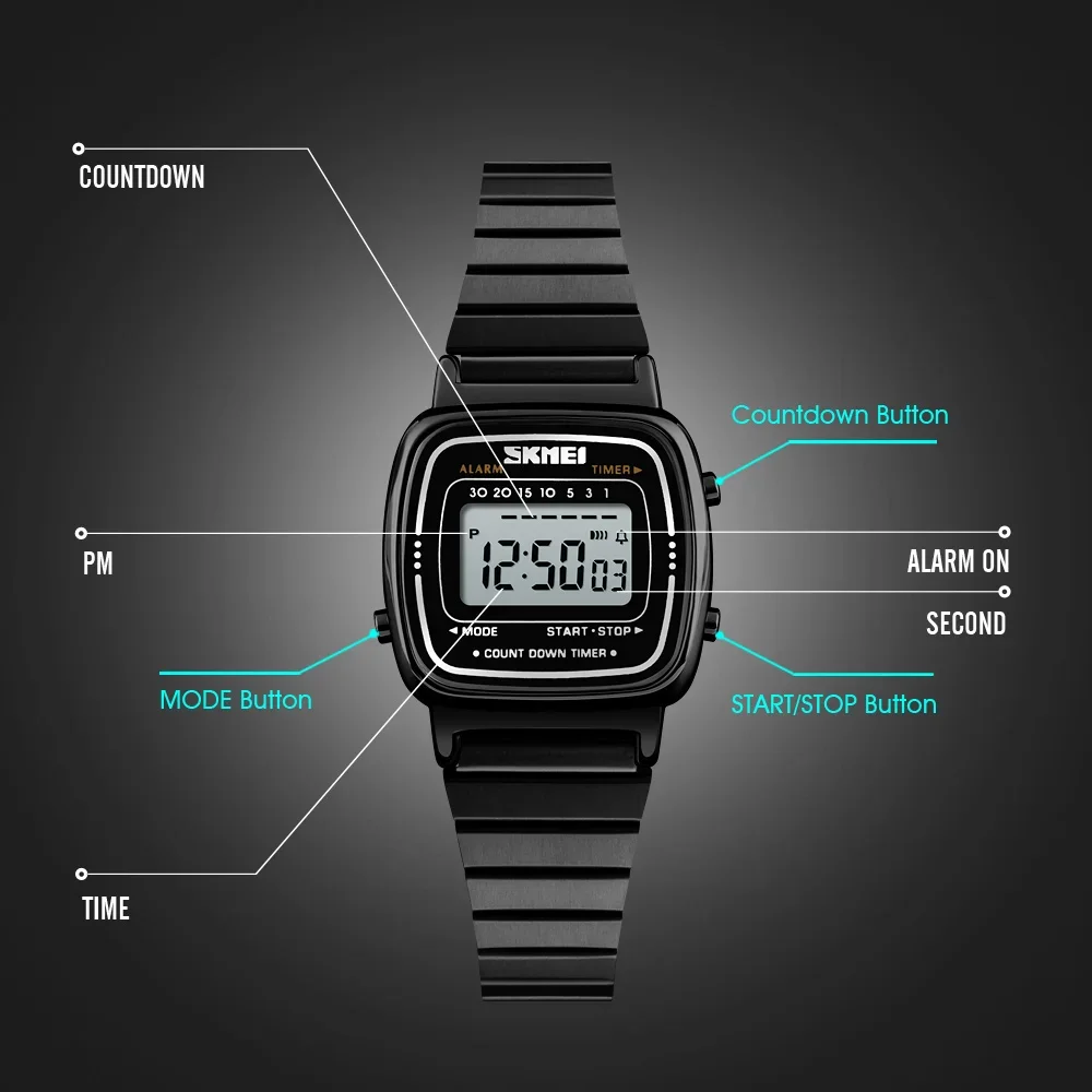 SKMEI 1901 Luxury Small Dial Digital Women Watch Ladies Calendar Waterproof Lady Sports Wristwatches Girl Clock 1252 Reloj Mujer