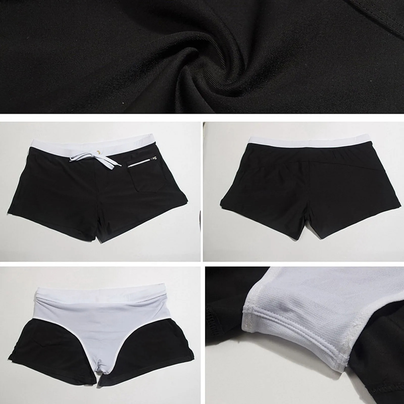 Shorts de natação com cordão masculino, cintura elástica, respirável, shorts de tábua de secagem rápida, calção masculino, natação, piscina, verão