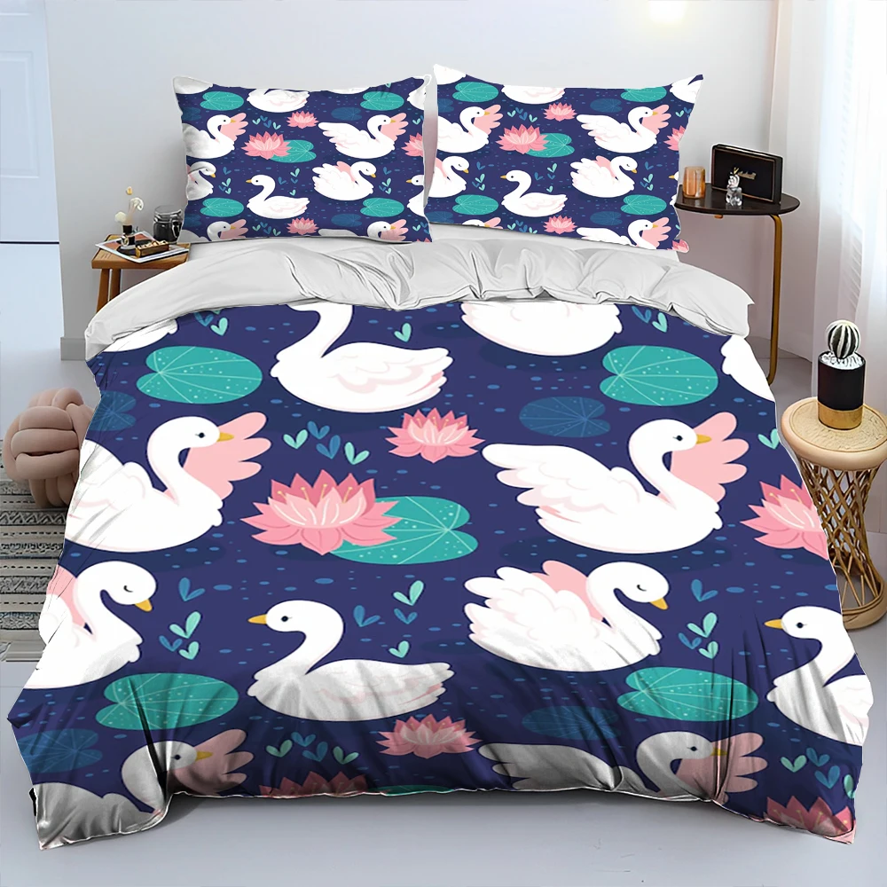 

HD Cartoon Cute Swan Princess Cygnus Kids Gift Comforter Bedding Set,Duvet Cover Bed Set Quilt Cover Pillowcase,king Queen Size