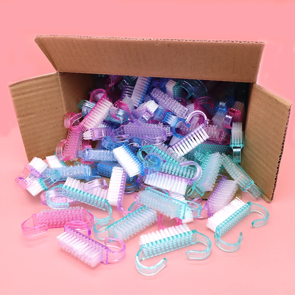 50Pcs/Lot Cleaning Nail Brushes Tools Colorful Plastic Dust Cleaner Brushes Nail Art Manicure Pedicure Powder Soft Remover Brush