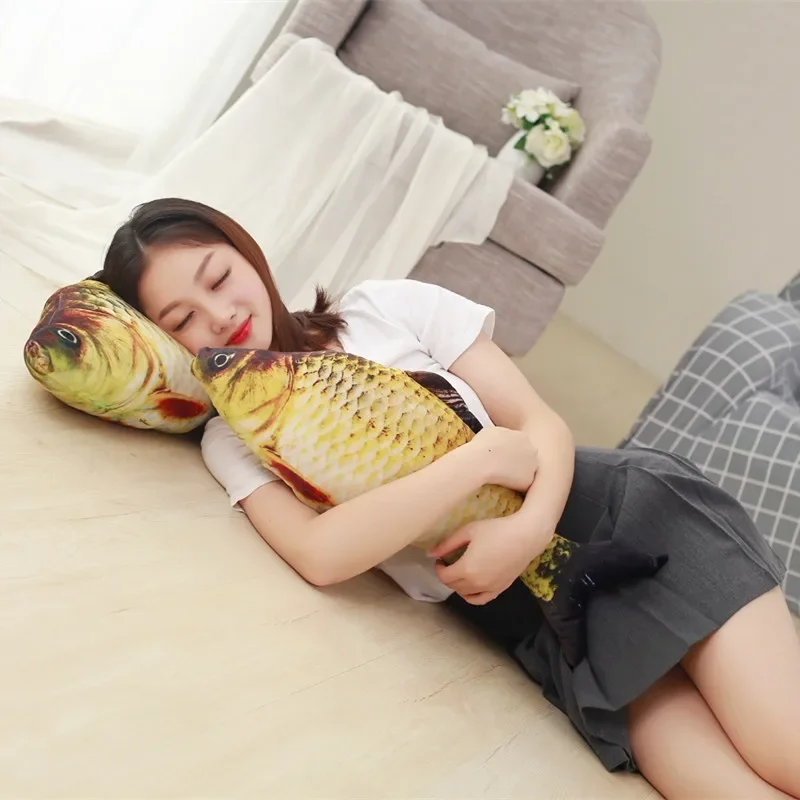 120cm 3D Fish Cushion Large Simulation Carp Plush Toys Stuffed Soft Animal Fish Pillow Cushion Funny Gift Kids Toy Room Decor