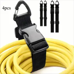 Compact Black Adjustable Extension Cord Organizer with Secure Buckle - Durable Storage Solution (4PCS)