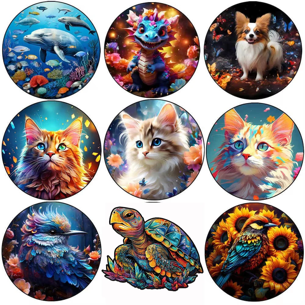 Cat Wooden Animal Puzzle Party Games Educational Gift for Kids Wood Jigsaws Toys,wooden puzzles,wooden toys,puzzle toys