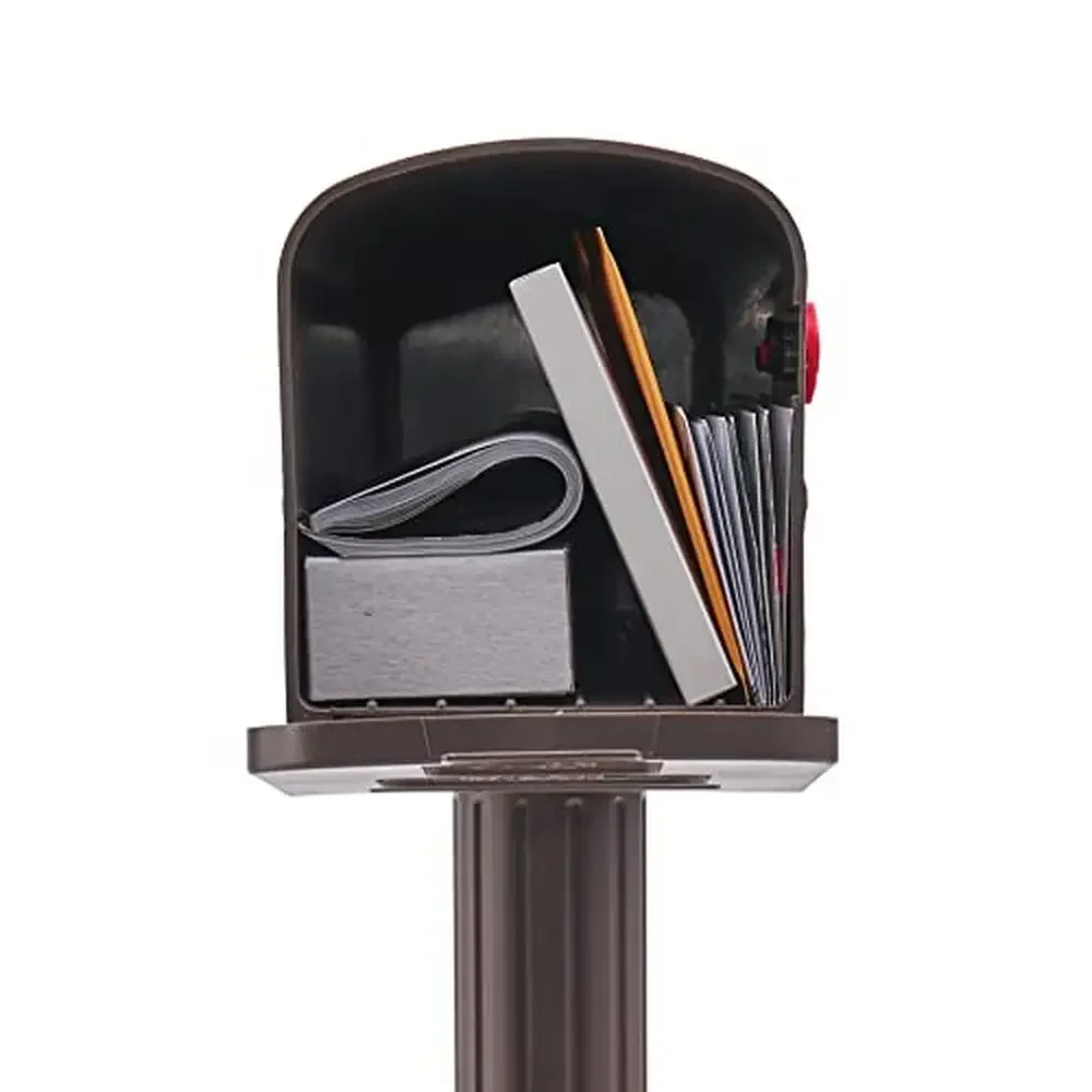 Plastic Mailbox Post Kit Medium Capacity Mocha USA-Made Easy Install