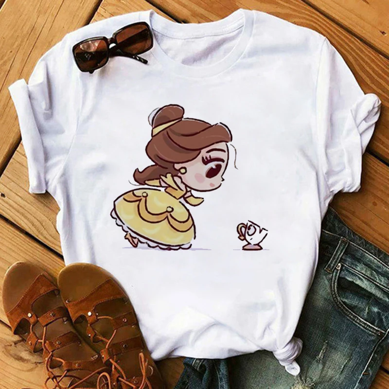 Disney Princess Graphic Printed Women T Shirt Fashion Summer Casual Short Sleeve Top Tees Cartoon Graphic Print 90s Tops Tee t shirt