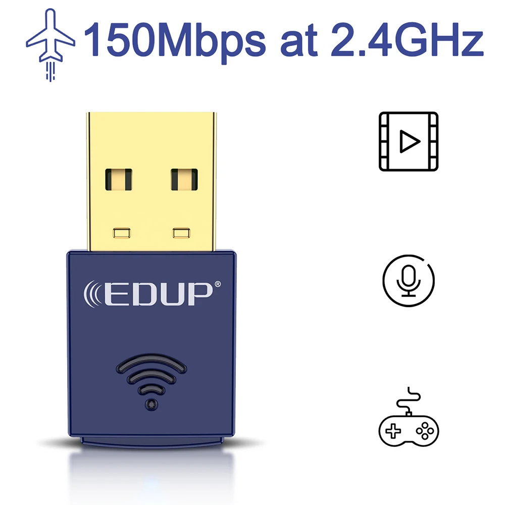 EDUP Mini WiFi USB Adapter 150Mbps WiFi Wireless Network Card Bluetooth4.0 USB2.0 Ethernet Stable Signal for PC Laptop