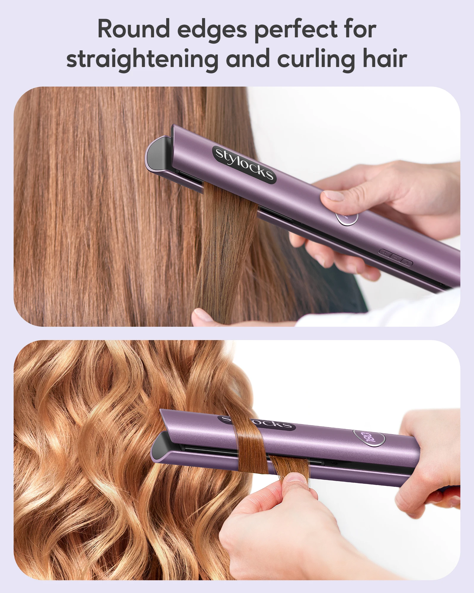 Stylocks Flat Iron 2 In 1 Instant Heating Professional Beauty Tool Adjustable Temperature Hair Striaghtener with Digital Display 4
