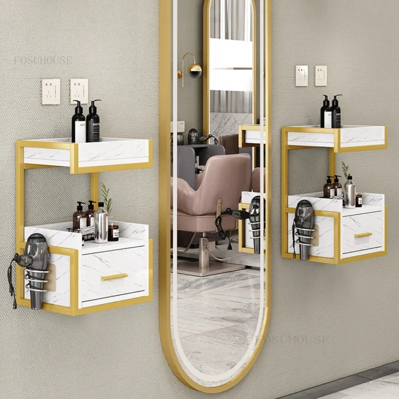 Multi Layer Storage Trolley Wall-mounted Luxury Shop Tool Cabinet Salon Trolleys Hair Salon Special Tool Trolley Wall Storage Hair Cutting Cabinet