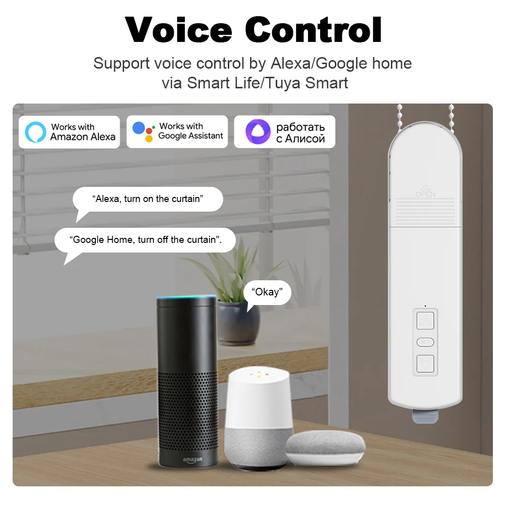 스마트 Tuya ZigBee 커튼 모터 DIY 체인 전동 롤러 셔터 블라인드 음영 드라이브 APP 음성 제어 Alexa Google 홈
