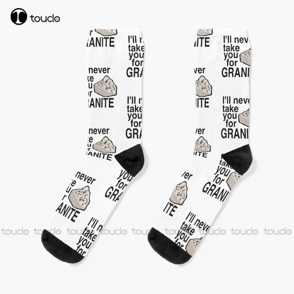 

(Geology Pun Rocks) I'Ll Never Take You For Granite Socks Brown Socks Personalized Custom Unisex Adult Teen Youth Socks Funny