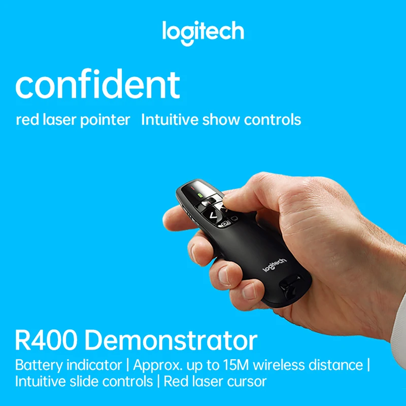 Logitech R400 USB Wireless Presenter Red Laser Pointer PPT Remote Control  Pointer pen for PowerPoint Presentation teaching - AliExpress