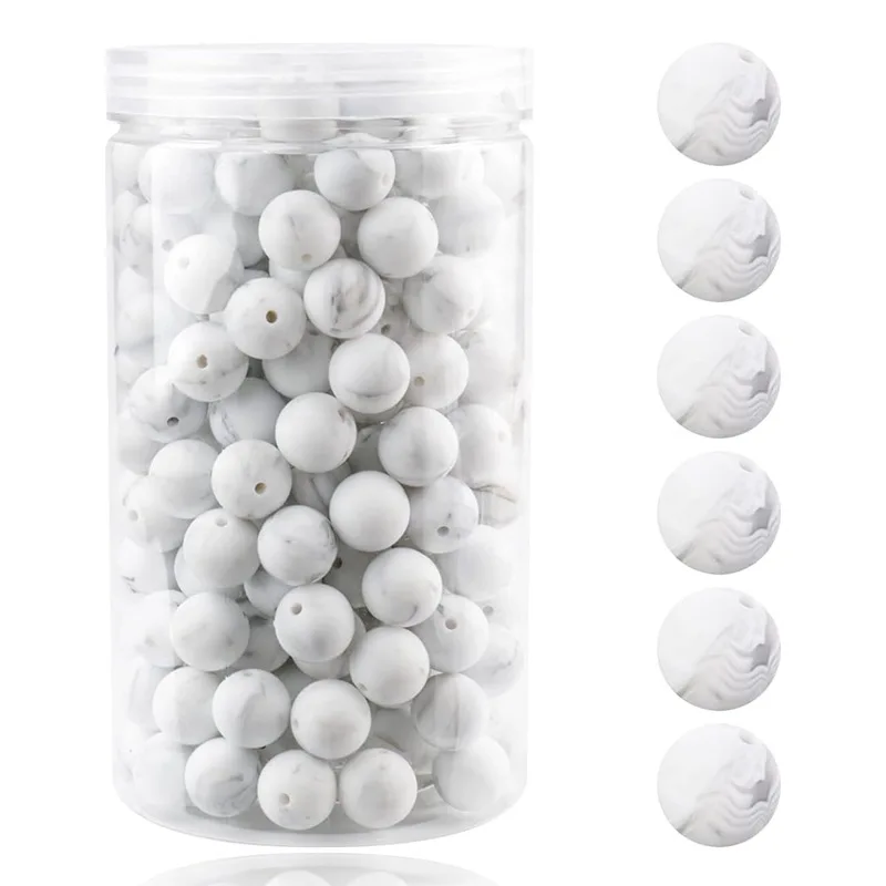 12mm 100Pcs Loose Silicone Beads Round BPA Free For Jewelry Making Bracelet Necklace DIY Pacifier Chain Accessory Box Set