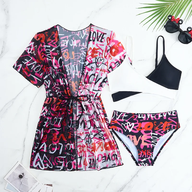 Bikini Girls Swimsuit Kids Swimwear Female Children's Bathers 3 Pieces