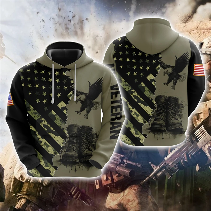 thumbnail image 1 of Sudadera con capucha con estampado 3D de veteranos de EE. UU., ropa para hombre, chándal con bandera de EE. UU., águila, informal, 1 of 5