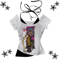 Gorillaz t-shirt femme confortable hip hop années 2000 université t-shirt à la mode années 2000 anime psychédélique esthétique 2