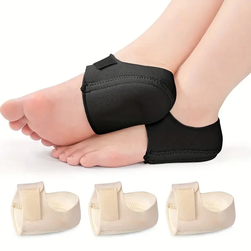 Silicone Heel Pads 1 Pair Shock Absorption Relieving Leg Pressure Adjustable Straps Prevent Slipping Insoles