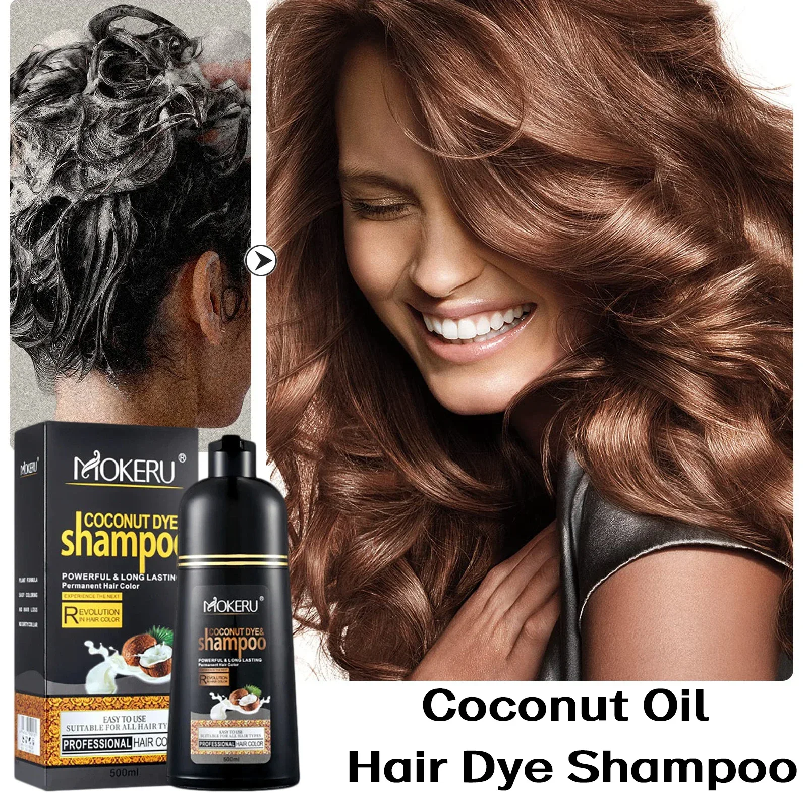 

Organic Hair Women Man Pure Natural Coconut Hair Dye Shampoo Fast Dyeing Black Long Lasting Color Black Hair Shampoo