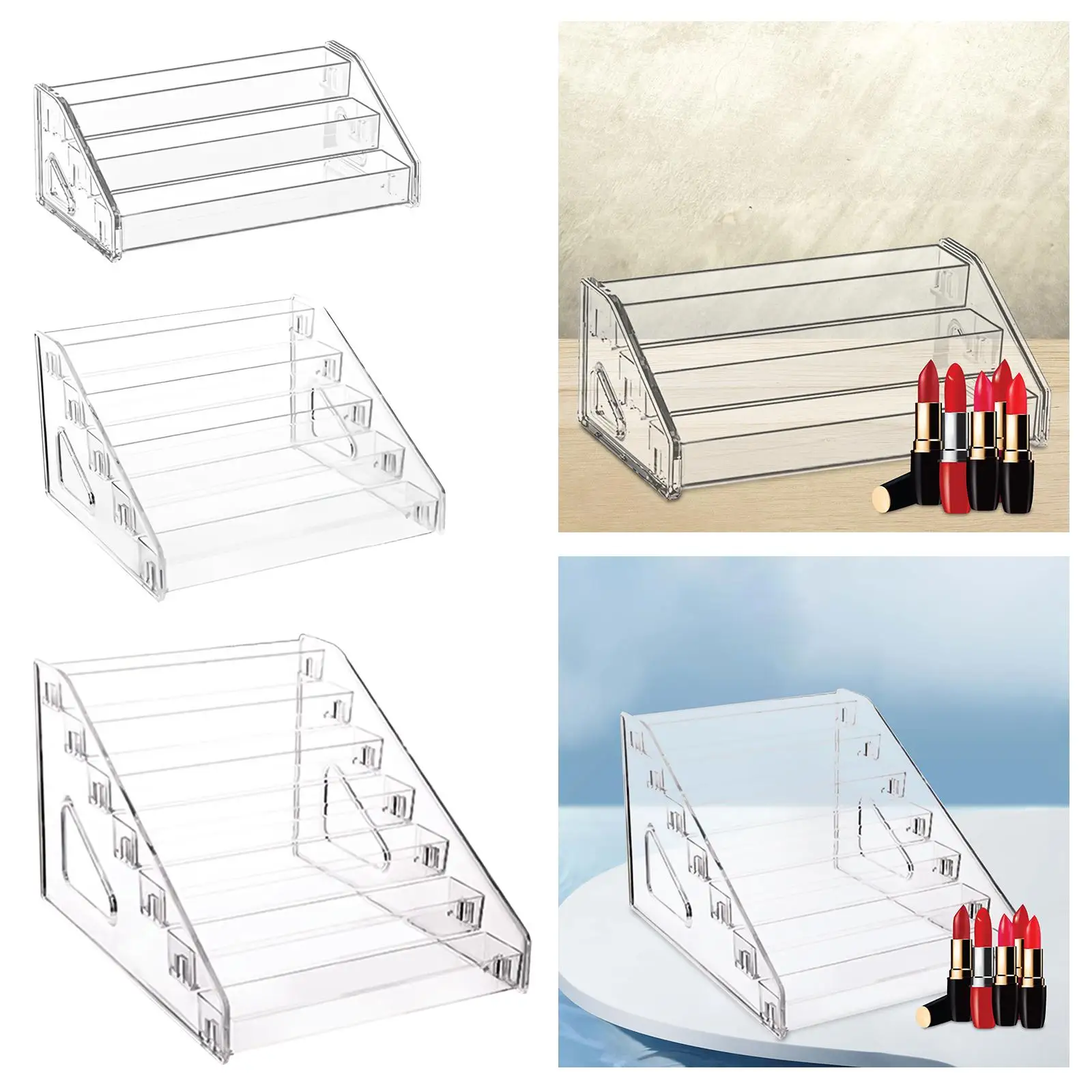 Acrylic Display Rack Display Riser Tiered Organizer Nail Polish Holder Desktop Organizer for Medals, Badges Figures Collectibles