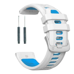 Durable Sports Silicone Watch Band - 22mm Replacement Wristband Bracelet - 970 965 955 945 935 (White blue)