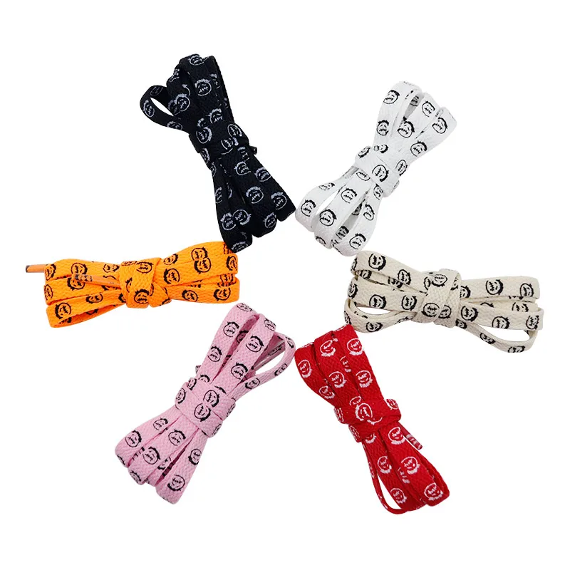Coolstring 8MM Carton Silk Screen Printed Canvas Lacets Summer Camping Running Jogging Cordon Elder Pattern Flat Tape 30Pair/lot