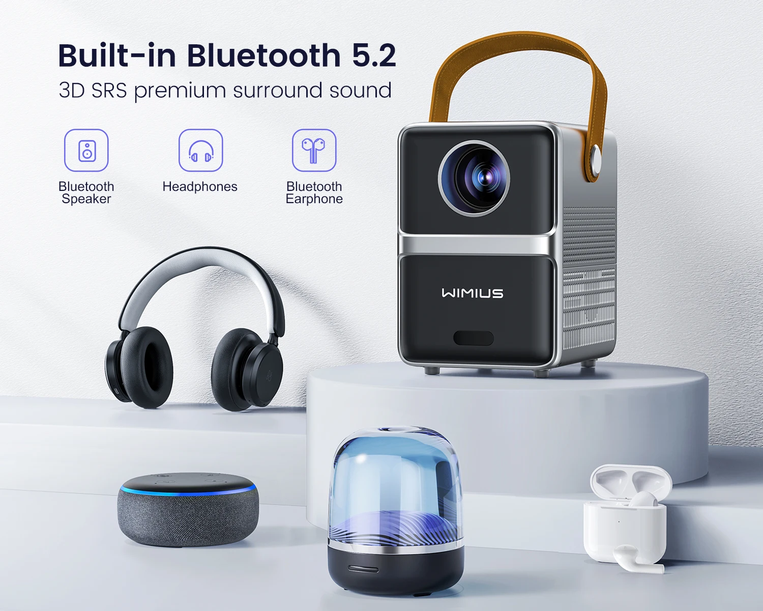 Wimius-P61ルーメンポータブルプロジェクター,8000ルーメン,5g,wifi,bluetooth,劇場互換,フルHD, 1080pディスプレイ,ホームシネマ - AliExpress