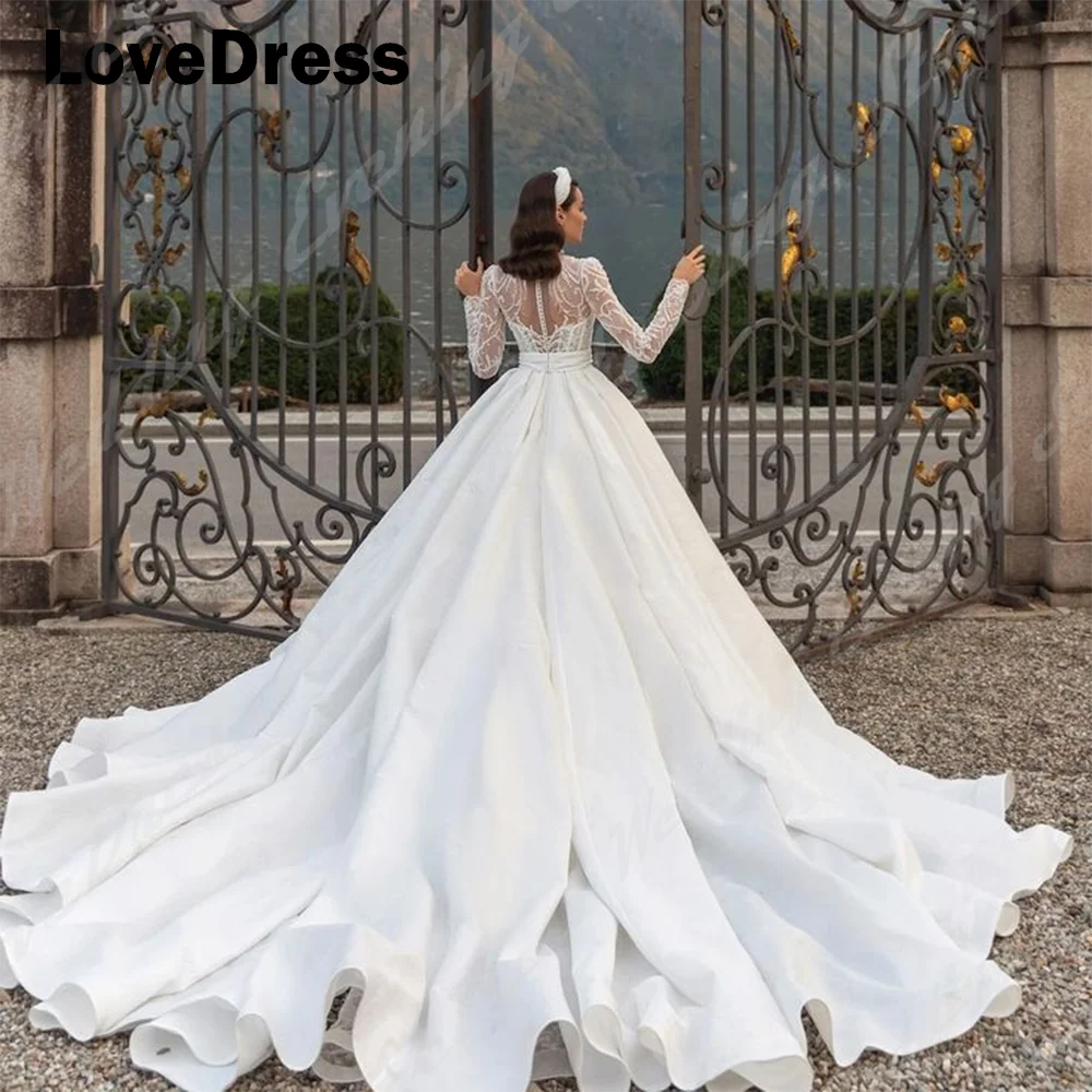 LoveDress Милое Свадебное платье с воротником с длинными рукавами Аппликация Кружевное Тюлевое пляжное платье для невесты Простые Свадебные платья