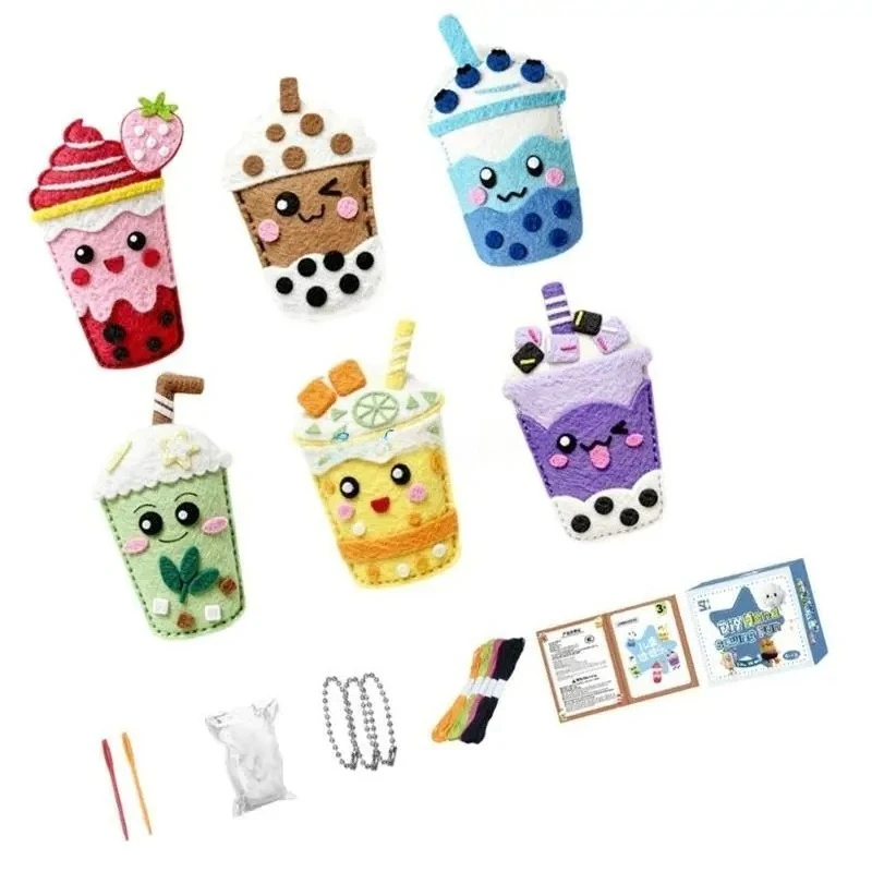 어린이 DIY 바느질 키트 (초보자용) 나의 첫 펠트 인형 만들기 세트 교육용 동물 바느질 장식품 안전한 플라스틱 바늘 포함