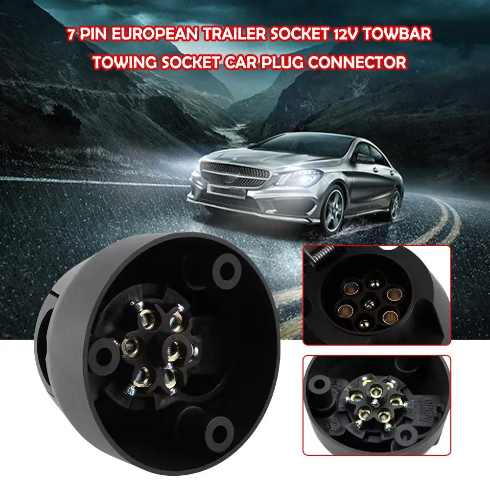 

7-контактный штекер ЕС, розетка прицепа, круглая 12 В, буксировочный стержень, буксировочный автомобильный разъем, черный штекер V6T9