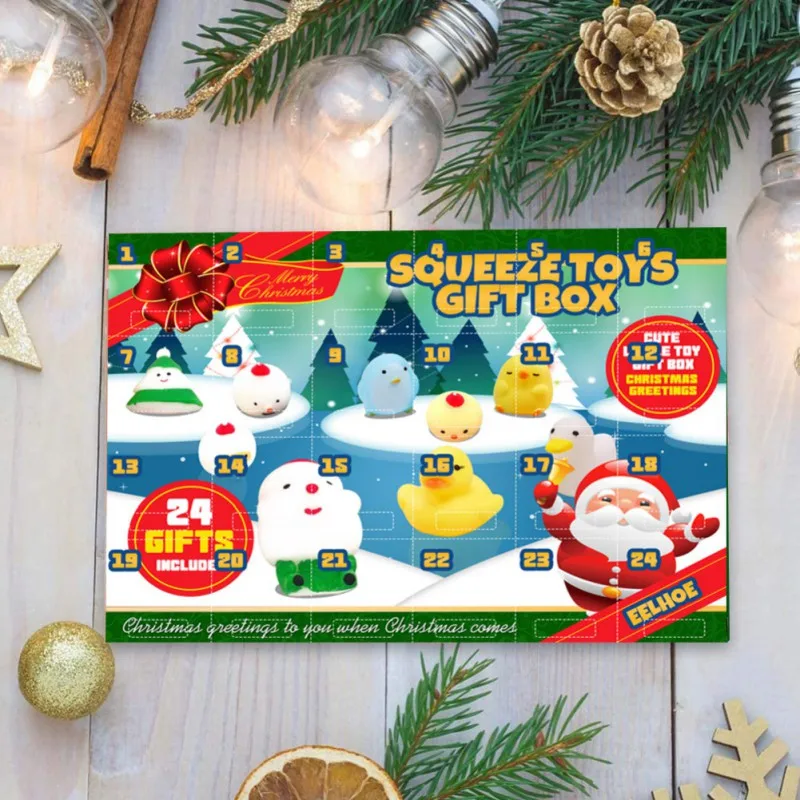Christmas Advent Calendar 24 Days/set Squeeze Toys Christmas Countdown Advent Calendar Toy for Kid New Year Children Xmas Gift Stress Relief Toy Kit