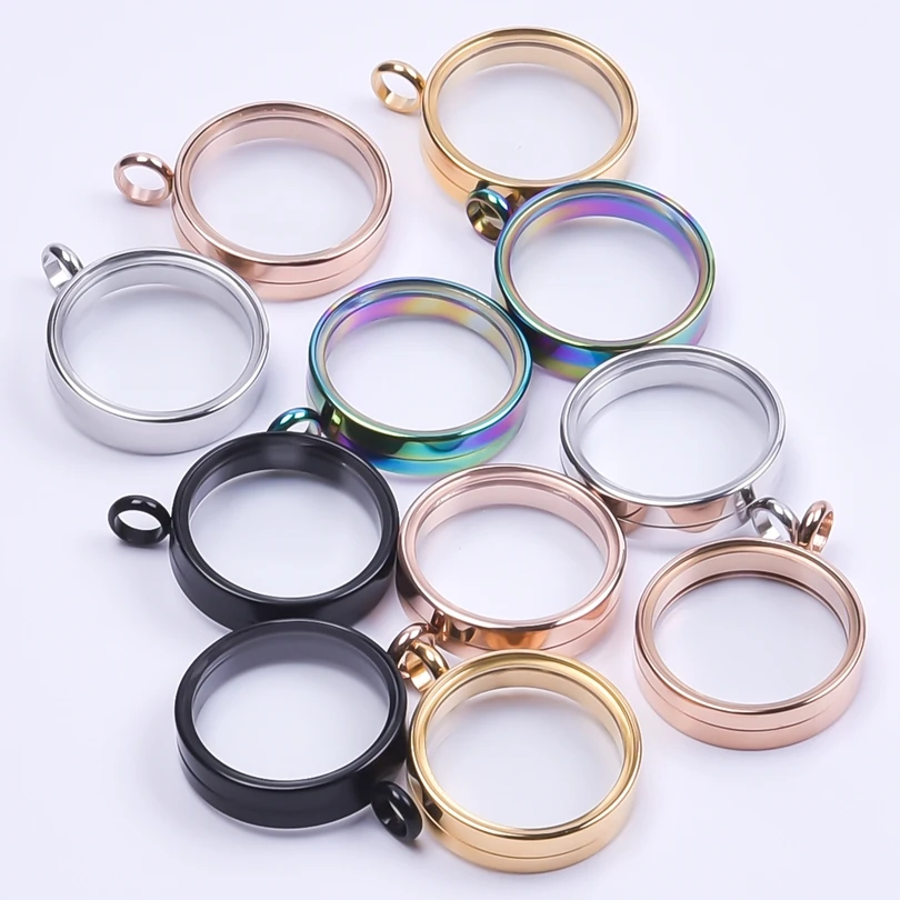 10PCS 20mm Glass Floating Charms for Living Locket Stainless Steel Rust-proof Pendant Jewelry Making Diy Necklace for Women Gift