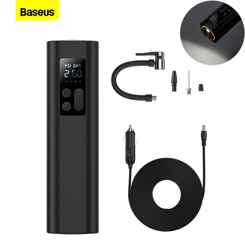 

Baseus Car Inflator Pump 12V Smart Electric Car Tire Pump 150 PSI LED Display Car Tyre Air Compressor for Bicycle Motorcycle